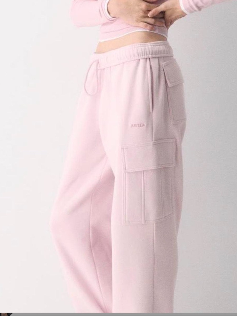 Aritzia Light Pink Sweatfleece Cargo Joggers